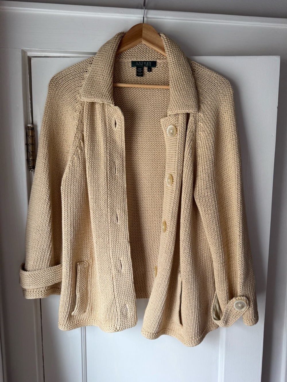Ralph Lauren “Canyon Tan” Collared Button Knit Cardigan - Picture 2 of 10